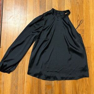 Who What Wear Black One Shoulder Long Sleeve Blouse